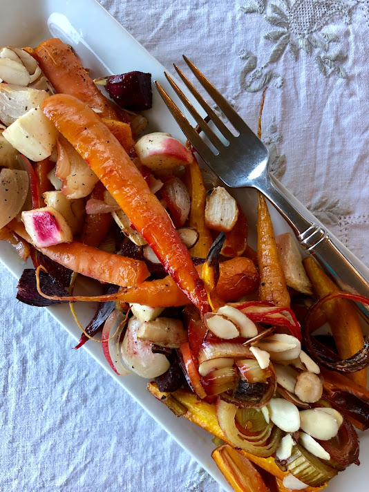 Roasted carrots and root vegetables