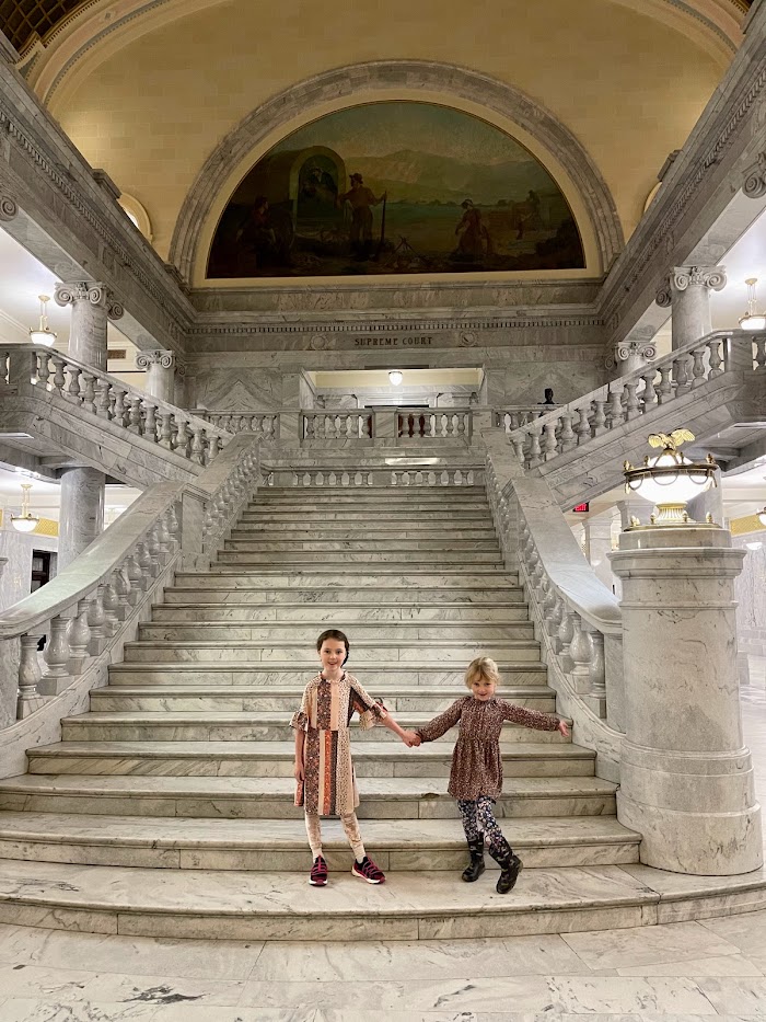 on the steps of the capital